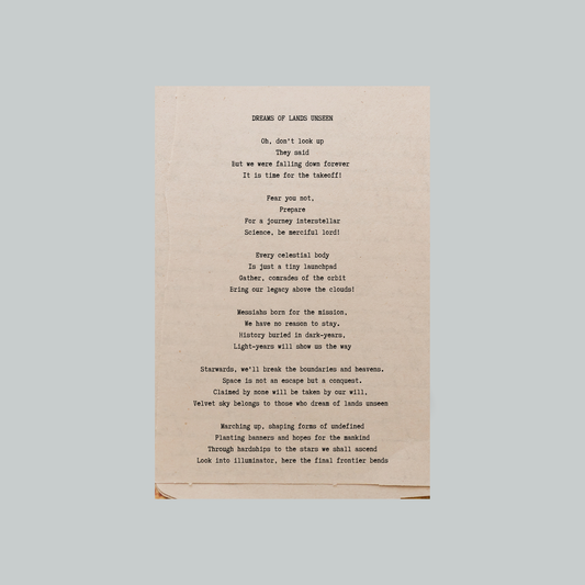 MONUMENTAL Hand-Typed Lyrics by Helle